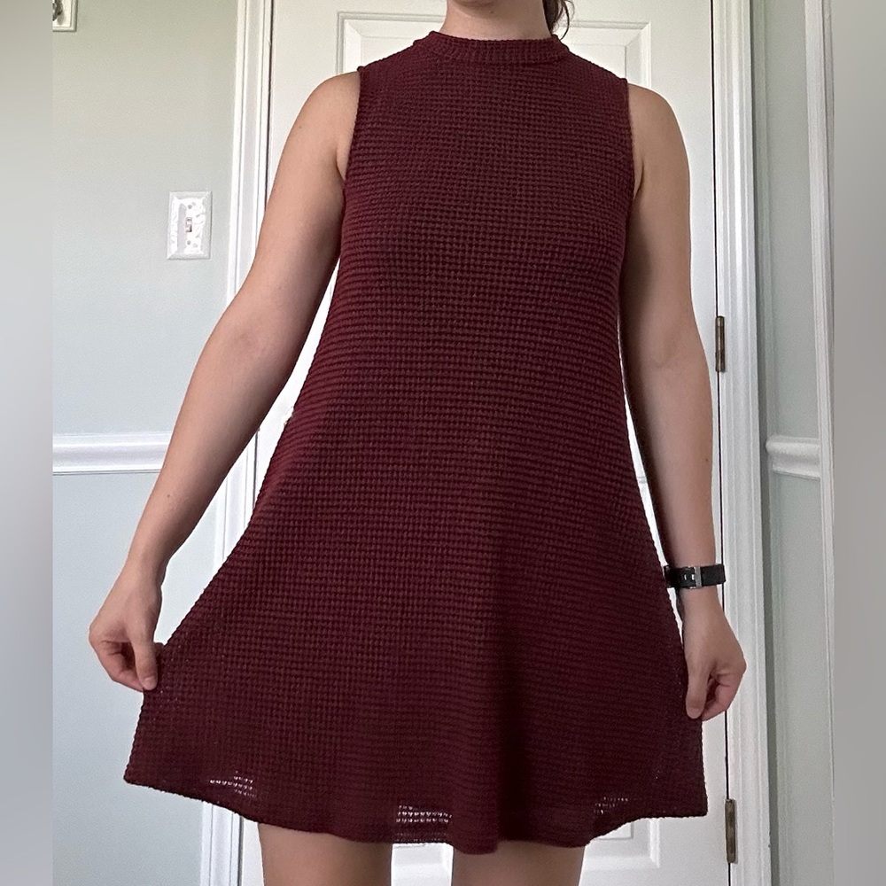Mock turtleneck, red sweater dress. Size Small